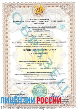 Образец сертификата соответствия Сходня Сертификат OHSAS 18001